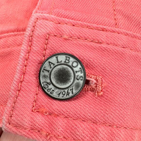 Talbots Jean Jacket Womens Petite XL XLp Coral Pink Denim Button Up Coastal - Picture 5 of 8